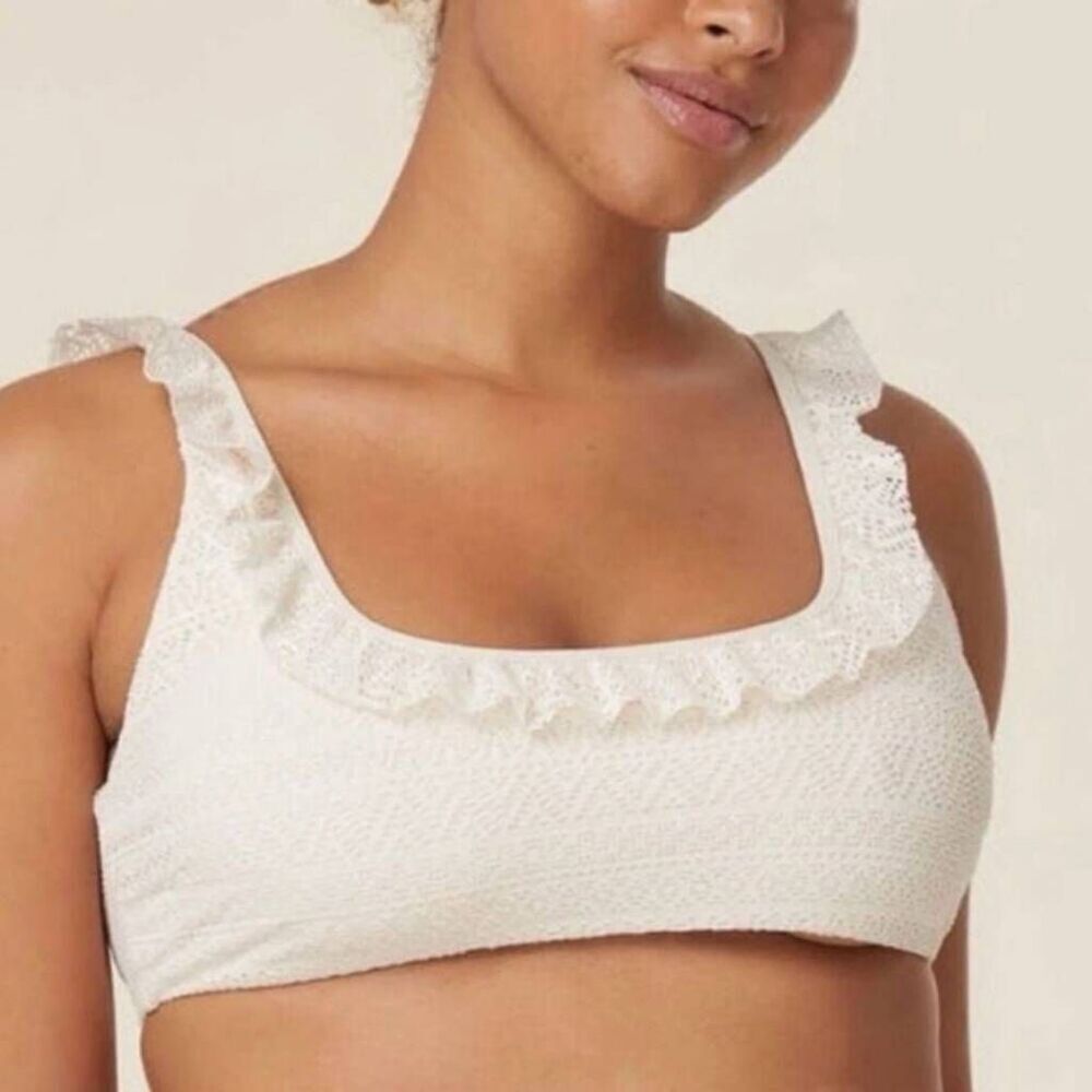 Andie NWT Vanilla cream lace‎ The Hydra Bikini Top Size Small
